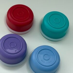 Tupperware Red, Purple, Blue and Teal Miniature Bowl containers
